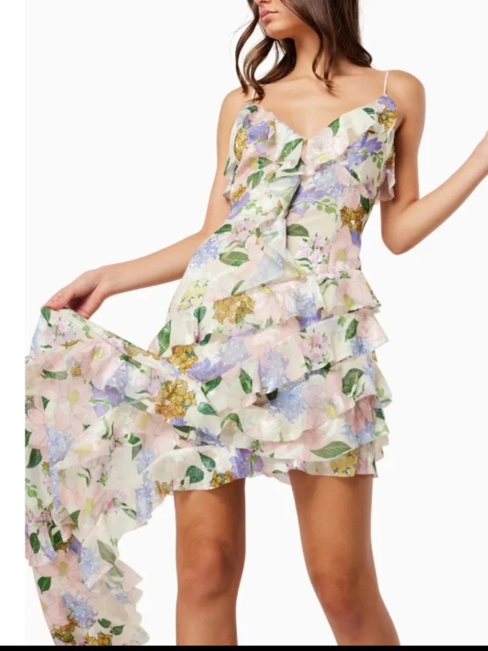Elliatt - Australia 🇦🇺 L Kyla Asymmetrical Ruffle Gown Organza Straps Floral - Picture 5 of 16